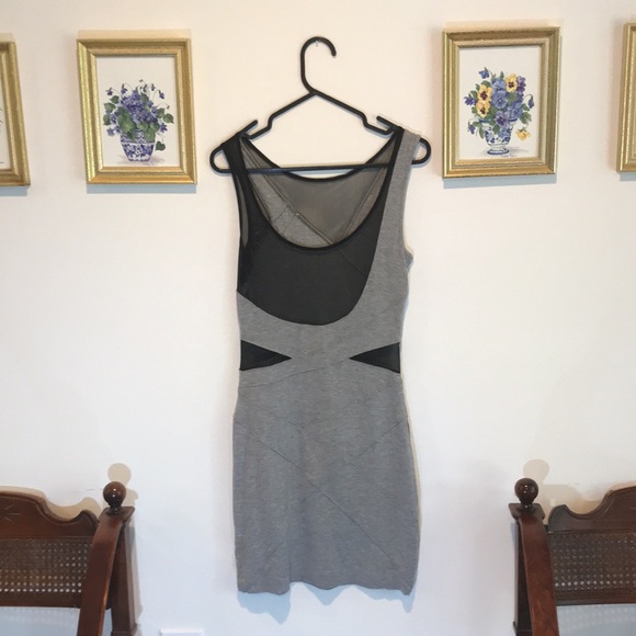Grey body form dress with mesh cut outs - Picture 2 of 5